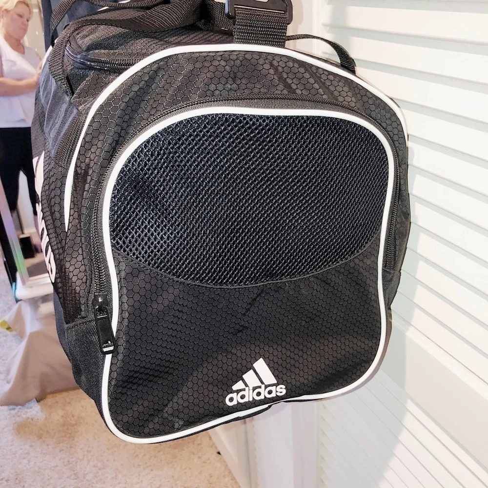 NWOT Adidas duffel bag black and white
